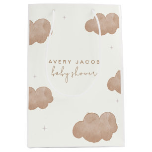 Gender Neutral Boho Clouds Stars Baby Shower Medium Gift Bag