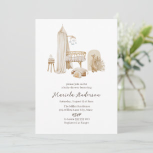 Gender Neutral Boho Nursery Mobile Baby Shower Invitation