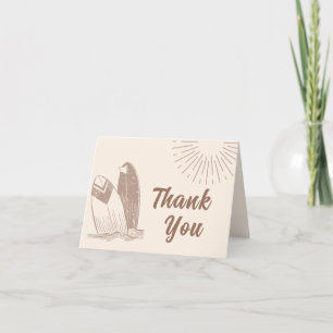 Gender Neutral Boho Surfboard Baby Shower  Thank You Card