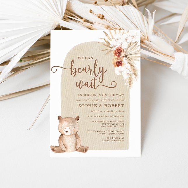 Gender Neutral Boho Teddy Bear Baby Shower Invitation (Creator Uploaded)