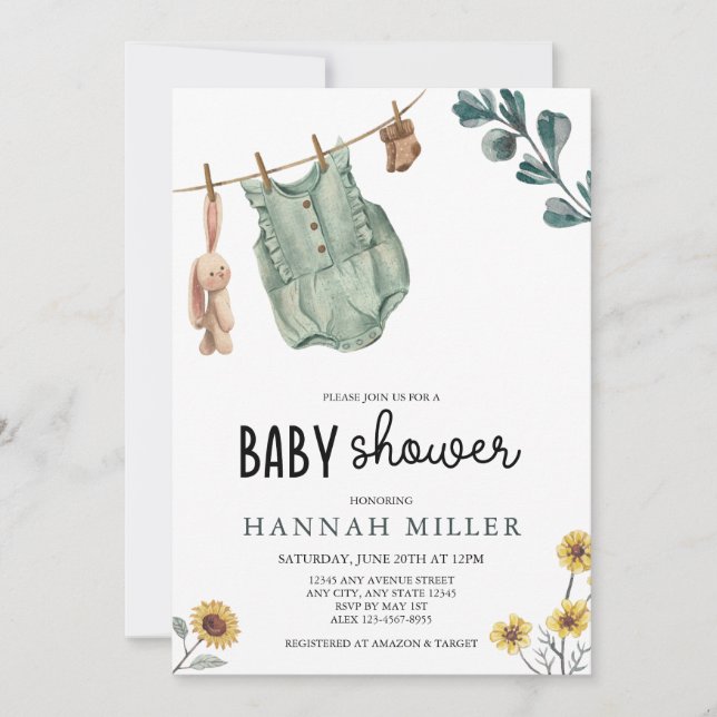  Gender Neutral Boho | Watercolor Baby Shower Invitation (Front)