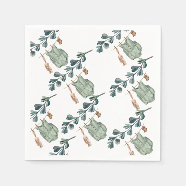  Gender Neutral Boho | Watercolor Baby Shower Napkin (Front)