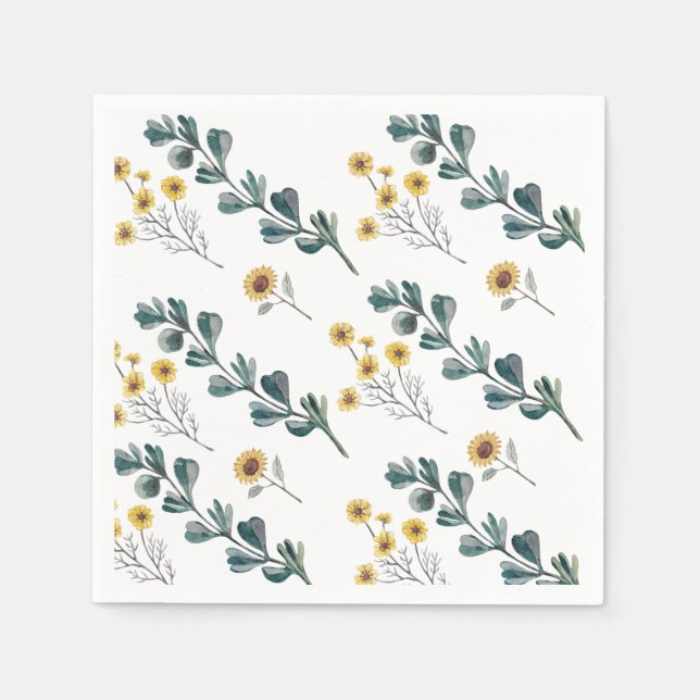  Gender Neutral Boho | Watercolor Baby Shower Napkin (Front)