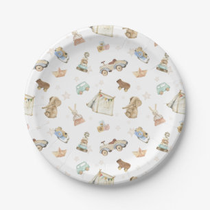 Gender Neutral Boho White Baby Shower Paper Plate