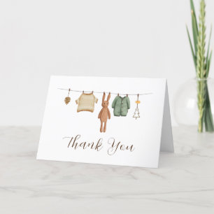 Gender Neutral Boho Winter Boy Clothes Baby Shower Thank You Card