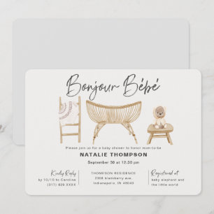 Gender Neutral Bonjour Bebe Baby Shower Invitation
