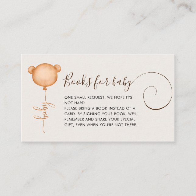 Gender Neutral Book Request Balloon Baby Shower Enclosure Card (Front)