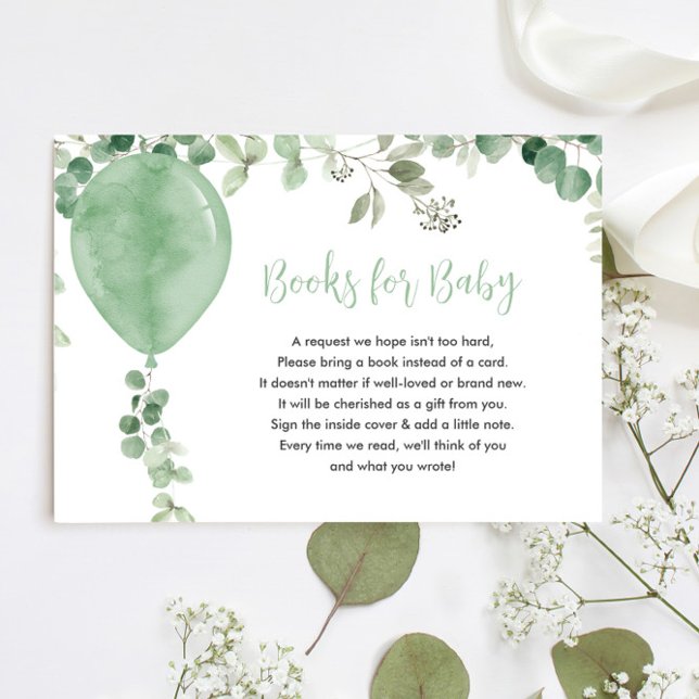 Gender neutral Books for baby balloon eucalyptus Enclosure Card (Creator Uploaded)