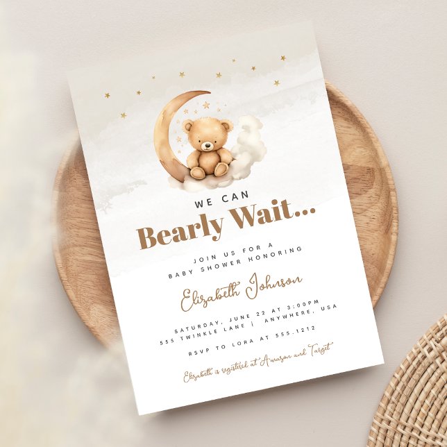 Gender Neutral Brown Teddy Bear Baby Shower Invitation (Creator Uploaded)