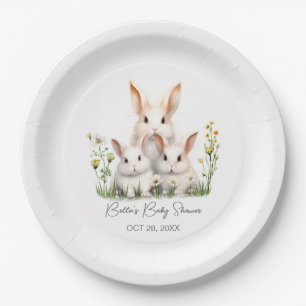 Gender Neutral Bunny Baby Shower Paper Plate