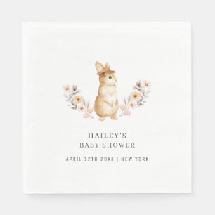 Gender Neutral Bunny Wildflower  Baby Shower Napkin