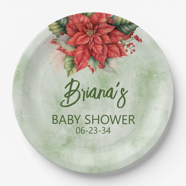 Gender Neutral Christmas Baby Shower Paper Plate (Front)