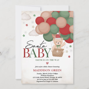 Gender Neutral Christmas Bear Baby Shower Invitation