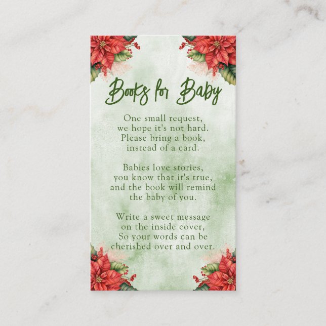Gender Neutral Christmas Books for Baby Shower Enclosure Card (Front)