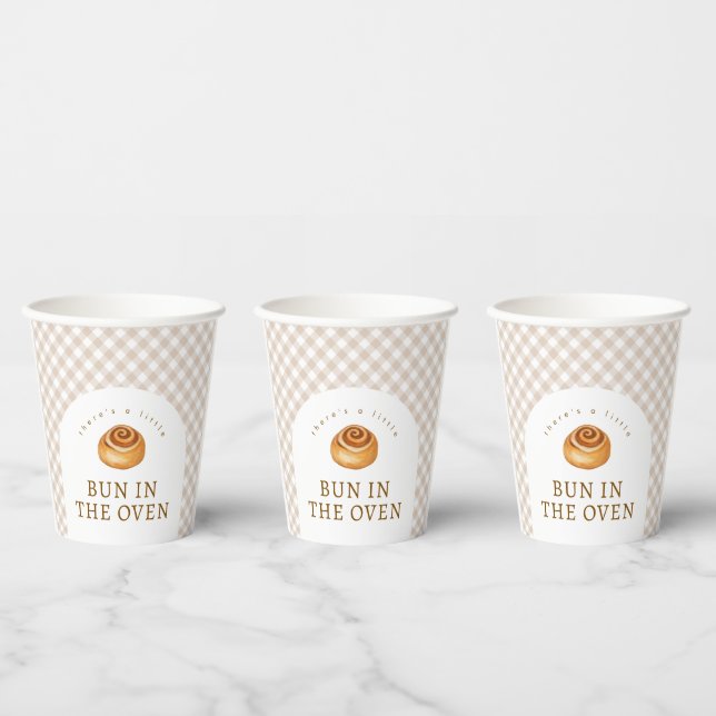 Gender Neutral Cinnamon Bun In Oven Baby Shower Paper Cups (Multi)