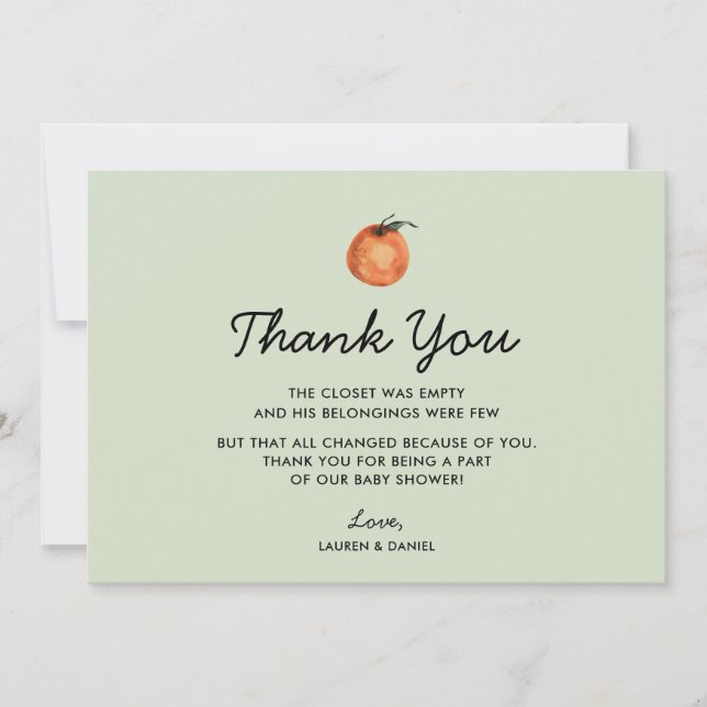 Gender Neutral Citrus Baby Shower Thank You Cards (Front)
