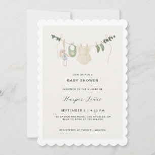 Gender-Neutral Clothes Baby Shower Invitation