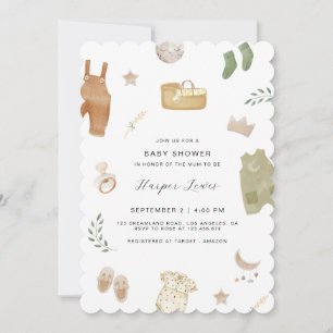 Gender-Neutral Clothes Photo Baby Shower Invitation