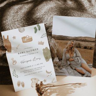 Gender-Neutral Clothes Photo Baby Shower  Invitation