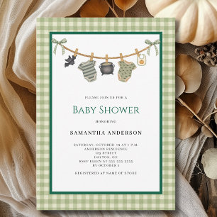 Gender Neutral Clothesline Halloween Baby Shower Invitation