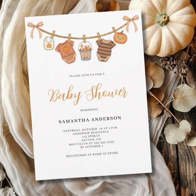 Gender Neutral Clothesline Halloween Baby Shower  Invitation (Creator Uploaded)