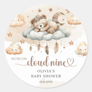 Gender neutral cloud nine brown ivory teddy bear classic round sticker