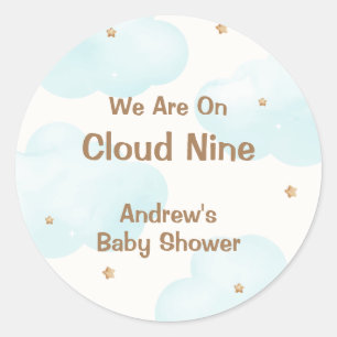 Gender Neutral Cloud Nine Stars Baby Shower Classic Round Sticker