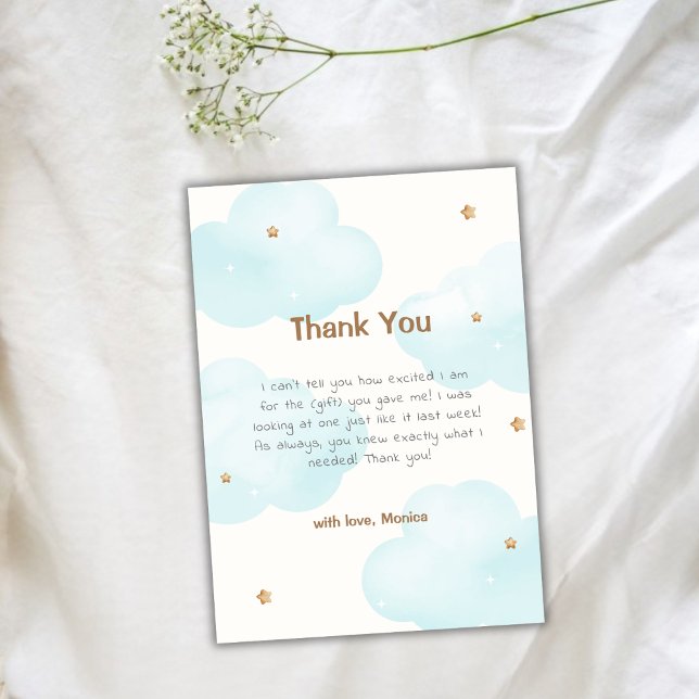 Gender Neutral Cloud Nine Stars Baby Shower Thank You Card (Gender Neutral Cloud Nine Stars Baby Shower Thank You Card)