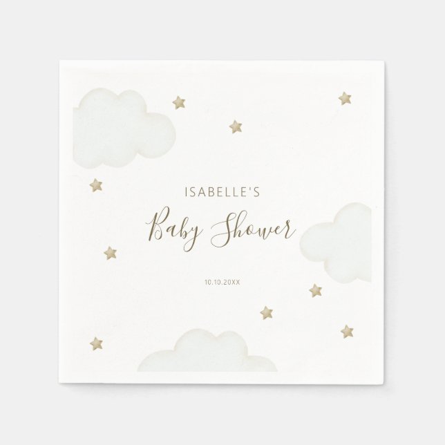 Gender Neutral Clouds and Stars Napkin (Front)