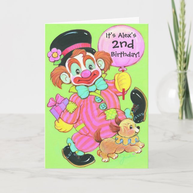 Gender neutral clown customisable invitations (Front)