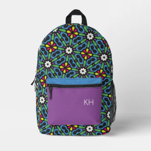 Gender Neutral Colourful Mandala Monogram Initials Printed Backpack