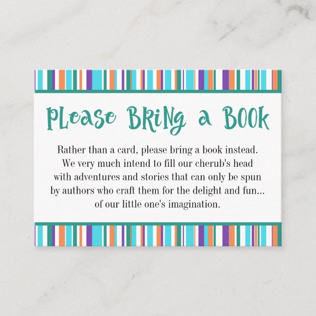 Gender Neutral Colourful Stripes Book Requests Enclosure Card (Front)