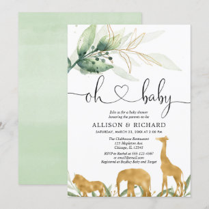 Gender neutral couples baby shower, safari jungle invitation