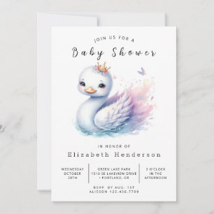 Gender Neutral Custom Swan Baby Shower Invitation