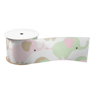 Gender Neutral Cute Baby Elephant Satin Ribbon