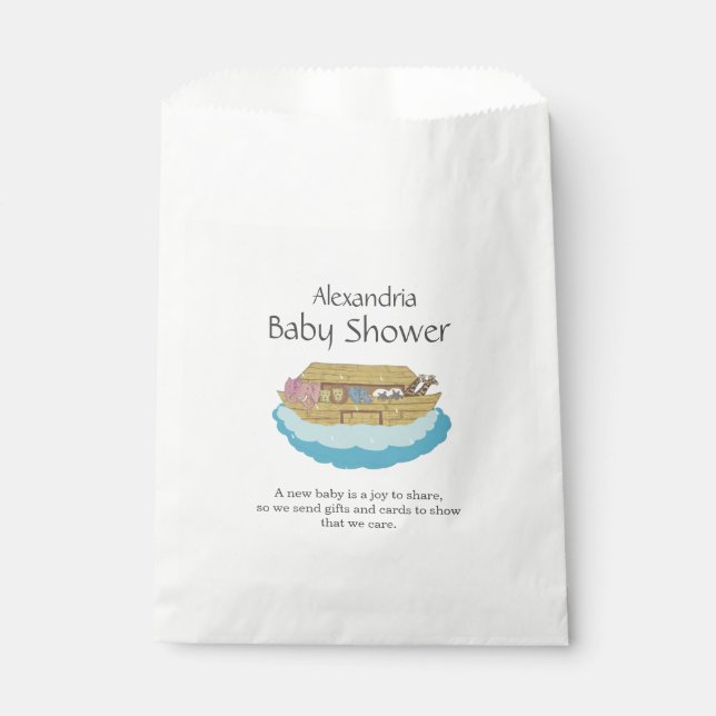 Gender Neutral Cute Baby Shower Ark Favour Bags (Front)