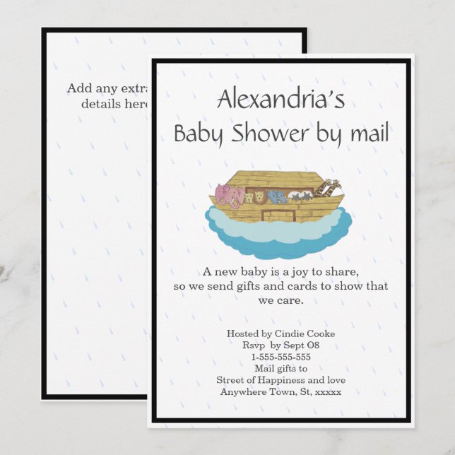 Gender Neutral Cute Baby Shower by mail Invitation (Front/Back)