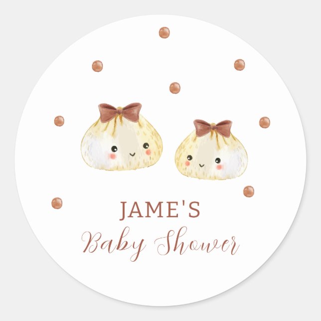 Gender Neutral Cute Dumpling Baby Shower  Classic Round Sticker (Front)