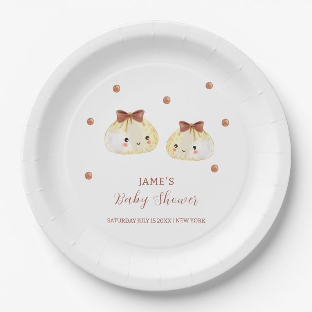 Gender Neutral Cute Dumpling Baby Shower  Paper Plate (Front)
