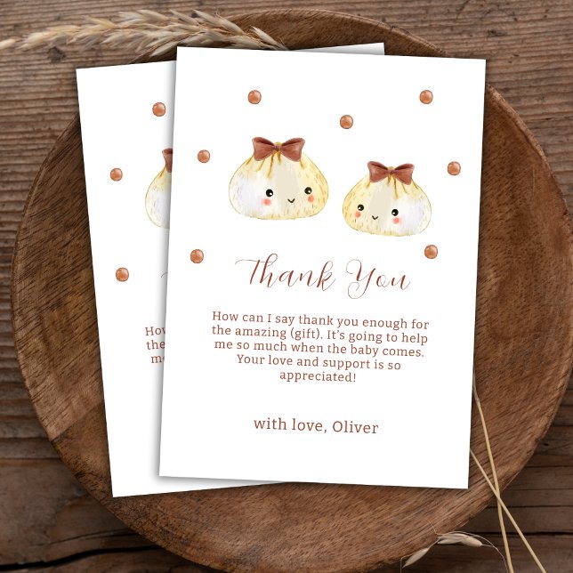 Gender Neutral Cute Dumpling Baby Shower  Thank You Card (Gender Neutral Cute Dumpling Baby Shower Thank You Card)