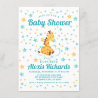 Gender Neutral Cute Giraffe & Stars Baby Shower