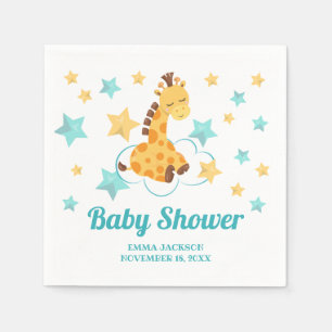 Gender Neutral Cute Giraffe & Stars Baby Shower Napkin
