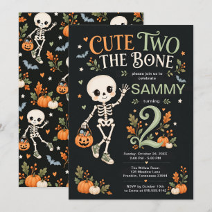 Gender Neutral Cute Two the Bone 2nd Birthday Invitation
