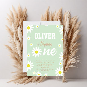 Gender Neutral Daisy 1st Birthday Party Boho White Invitation