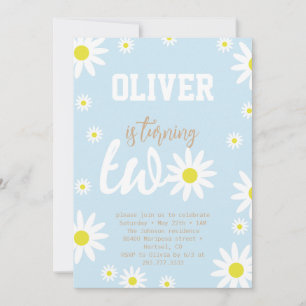 Gender Neutral Daisy 2nd Birthday Party Boho White Invitation