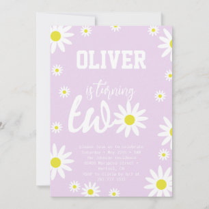 Gender Neutral Daisy 2nd Birthday Party Boho White Invitation