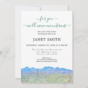 Gender Neutral Desert Mountains Baby Shower Invitation