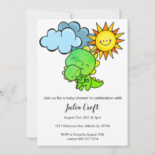 Gender Neutral Dinosaur Baby Shower Cute Invitatio Invitation