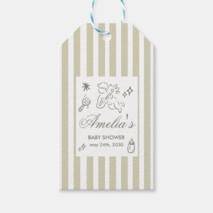 Gender Neutral doodle cupid Baby Shower Green Gift Tags