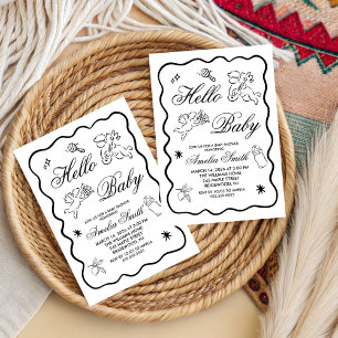 Gender Neutral doodle cupid Baby Shower Invitation